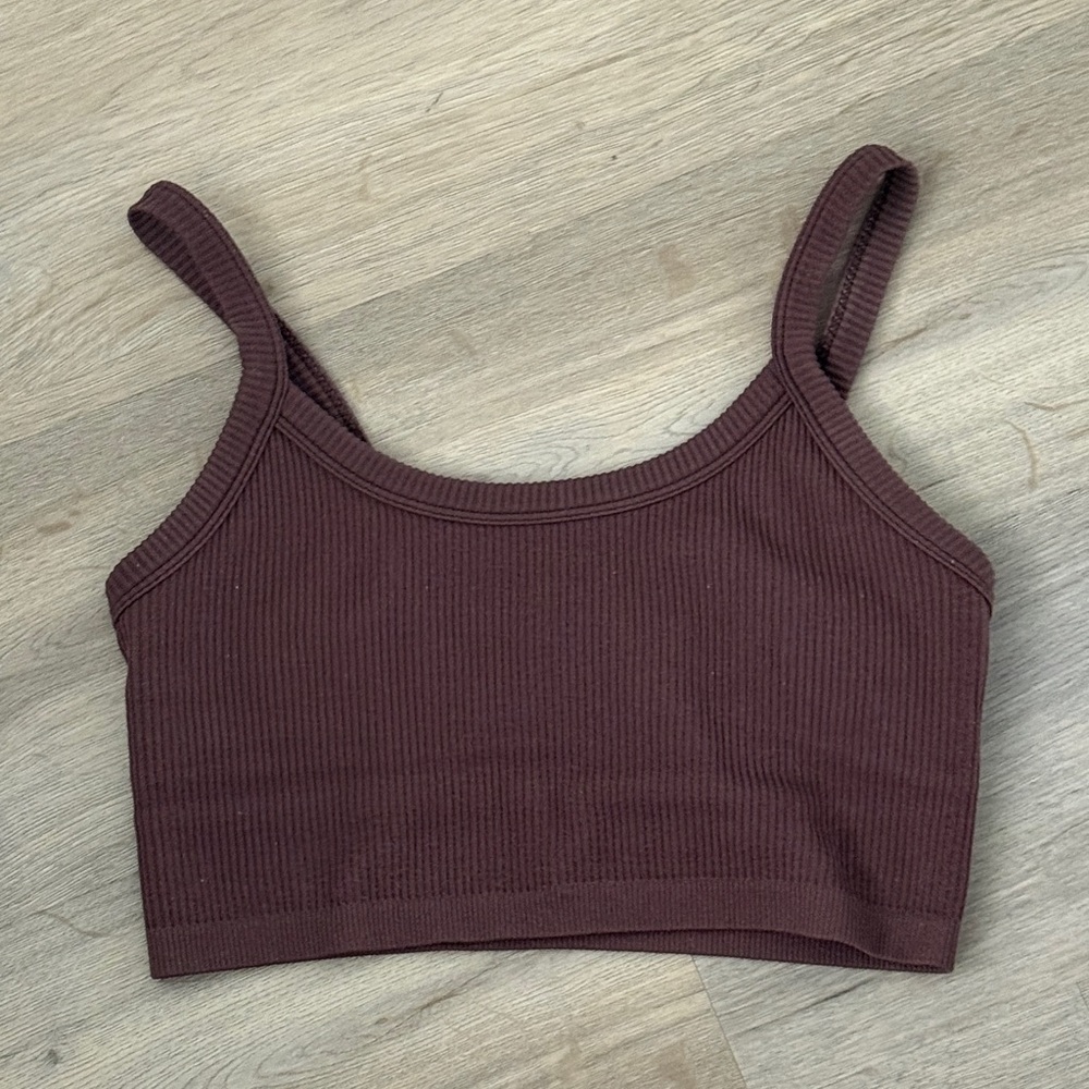 Ribbed Brown Crop Top